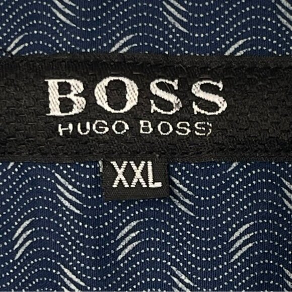 Hugo Boss Mens Cotton Button Down Shirt Size XXL Blue Long Sleeve Collar Pocket - Picture 11 of 13